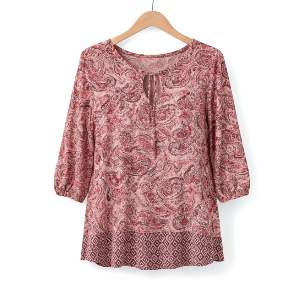 Intro Red Bohemian Cottagecore CoquetteGirl Peasant Paisley Plus Sz 2X